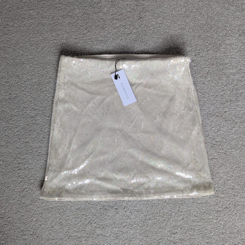 Dynamite Cream Sequin Mini Skirt